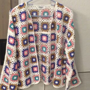 ONLY Women's Colorful Crochet Cardigan